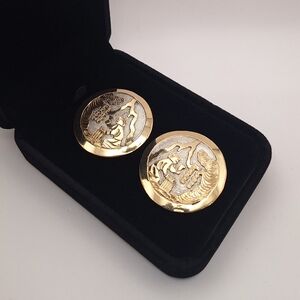 Robert Becenti Jr. 1941-2001 Navajo Sterling & Gold-Filled Storyteller Earrings